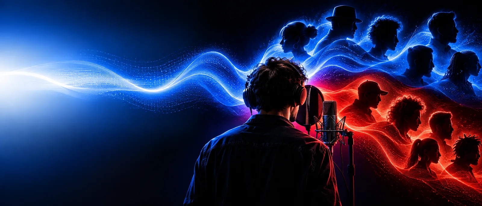 Voicechanger landing artwork for exploring voice edits