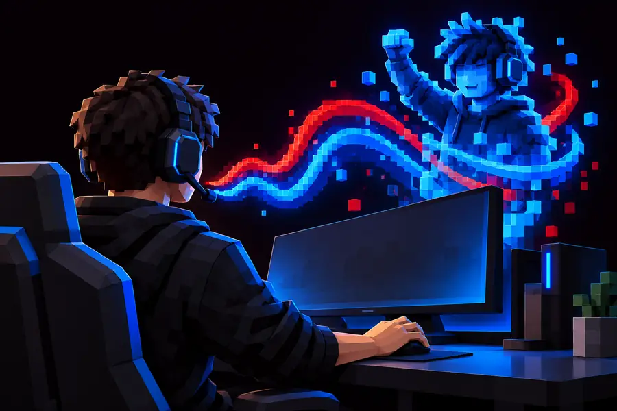 Ilustración de una escena de juego con voz